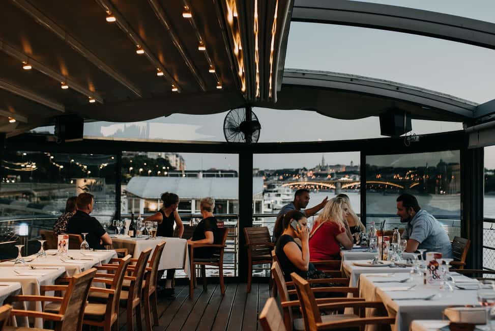 Budapest: 2-Course Dinner for 2 on a Boat Restaurant - From the deck: Danube views that feel close to the action